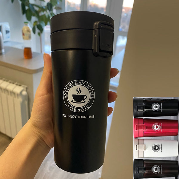 Caneca Térmica Para Café em Aço Inoxidável com Sistema Anti-Vazamento
